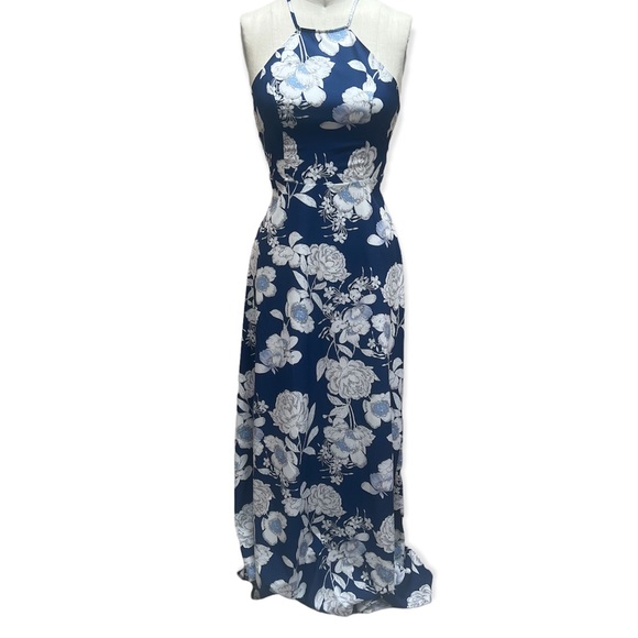 Lulu's Dresses & Skirts - Lulu’s Blue dress with white floral design